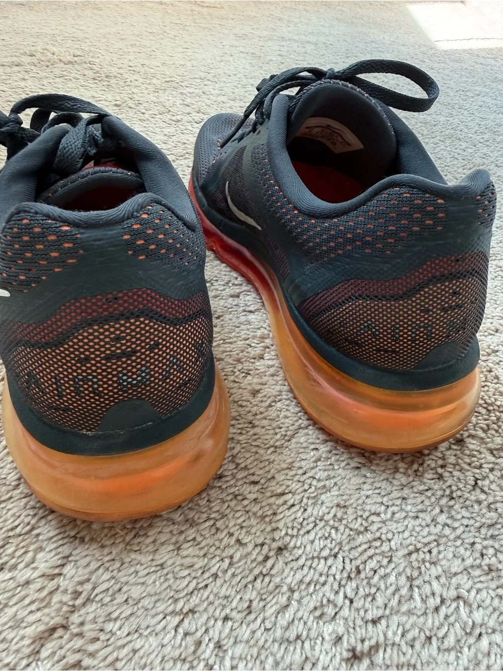 Nike Air Max Men’s Dark Gray and Orange Athletic Running Shoes